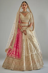 Pearl White Silk Heavy Worked Bridal Lehenga